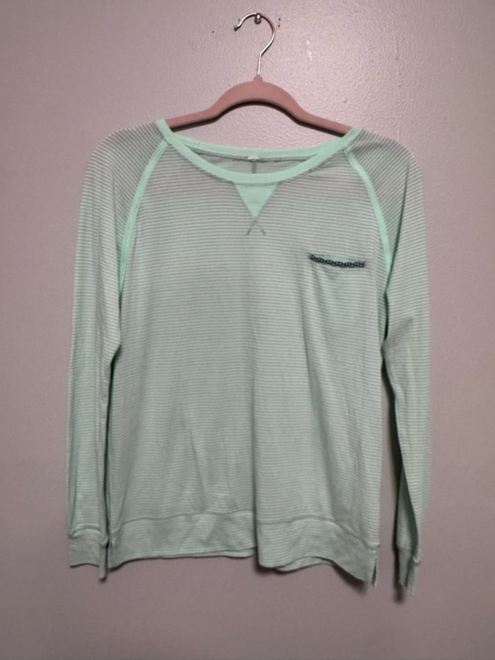 Vintage Lululemon Weightless Crew Mint Green Striped Long Sleeve